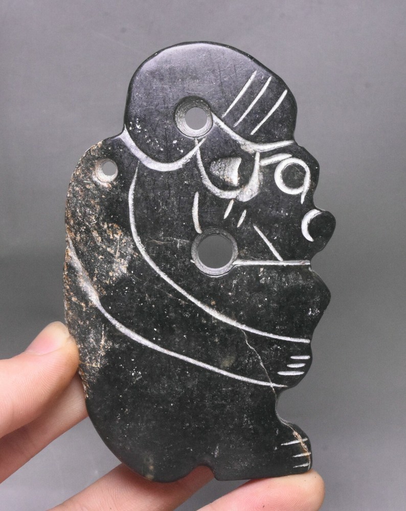 6CM Hongshan Culture Ancient Jade Sheep Beast Yubi Amulet Pendant