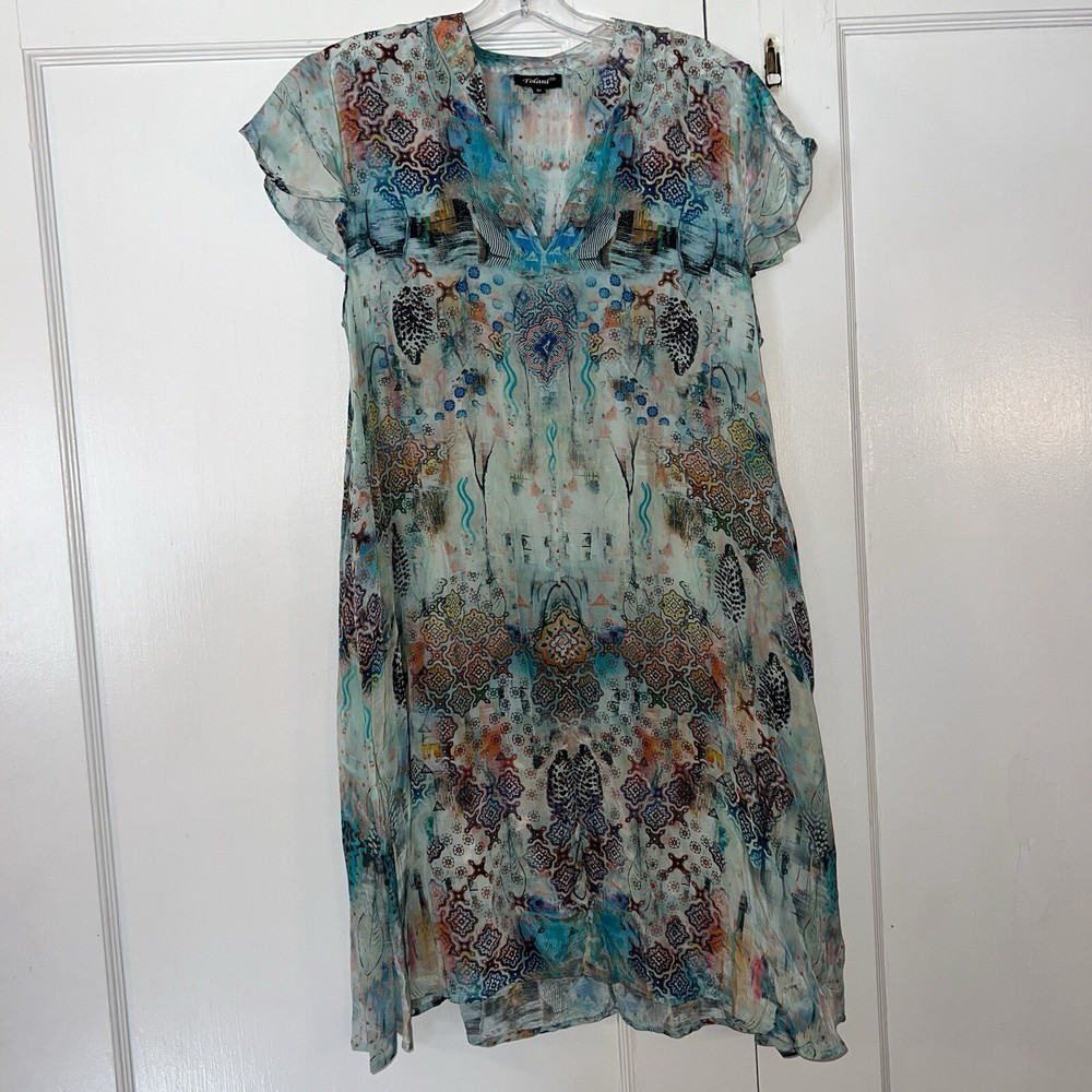 Sundance Feathers by Tolani Jasmita Dress Modal Blue Mini Dress Pockets S $138
