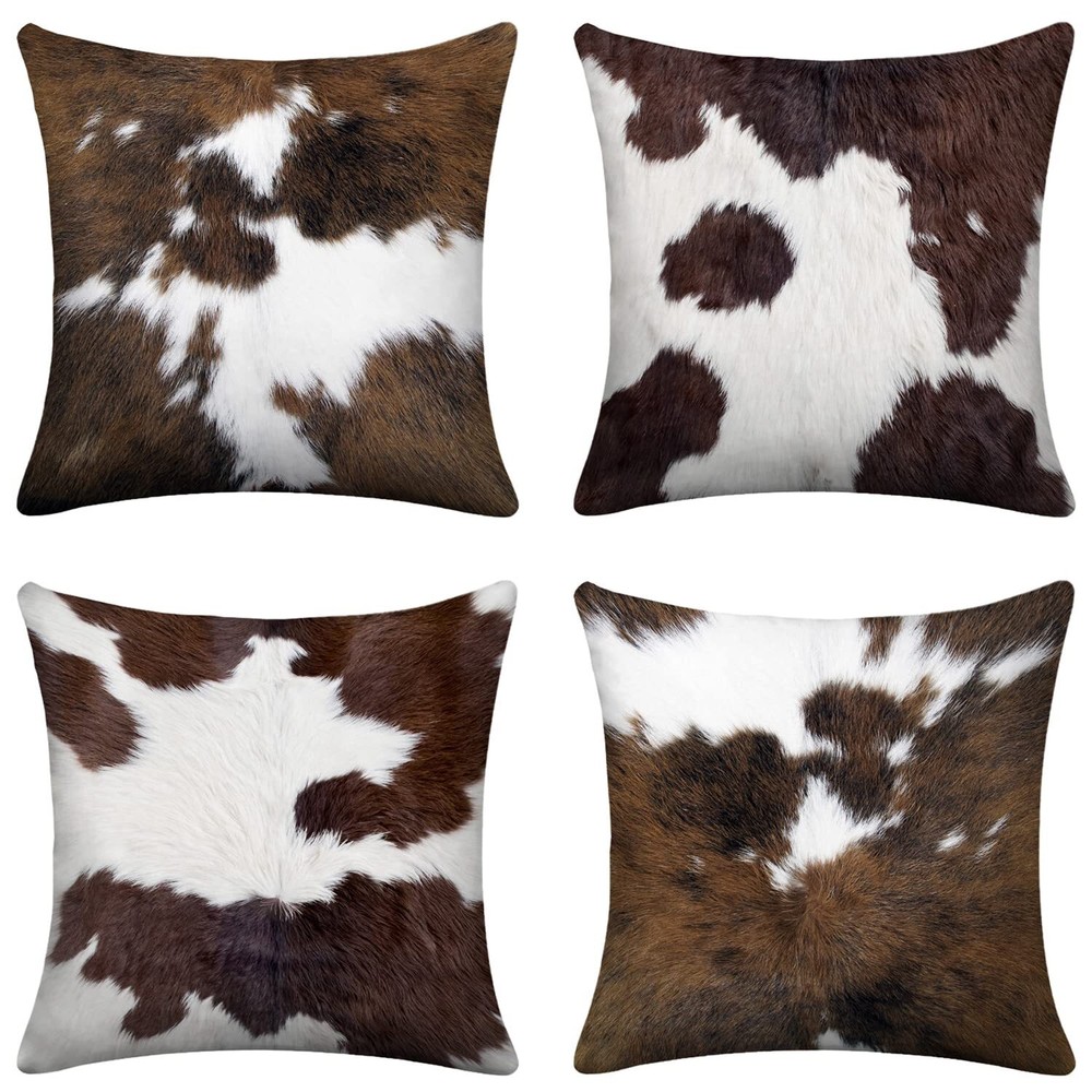 LHAIFA Cow Print Pillow Covers for Couch Decor Cowhide Accent Throw