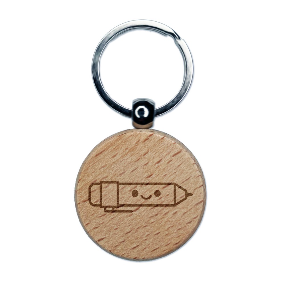 Kawaii Engraved Wooden Teacher Gift Mechanical Pencil Keychain Charm  