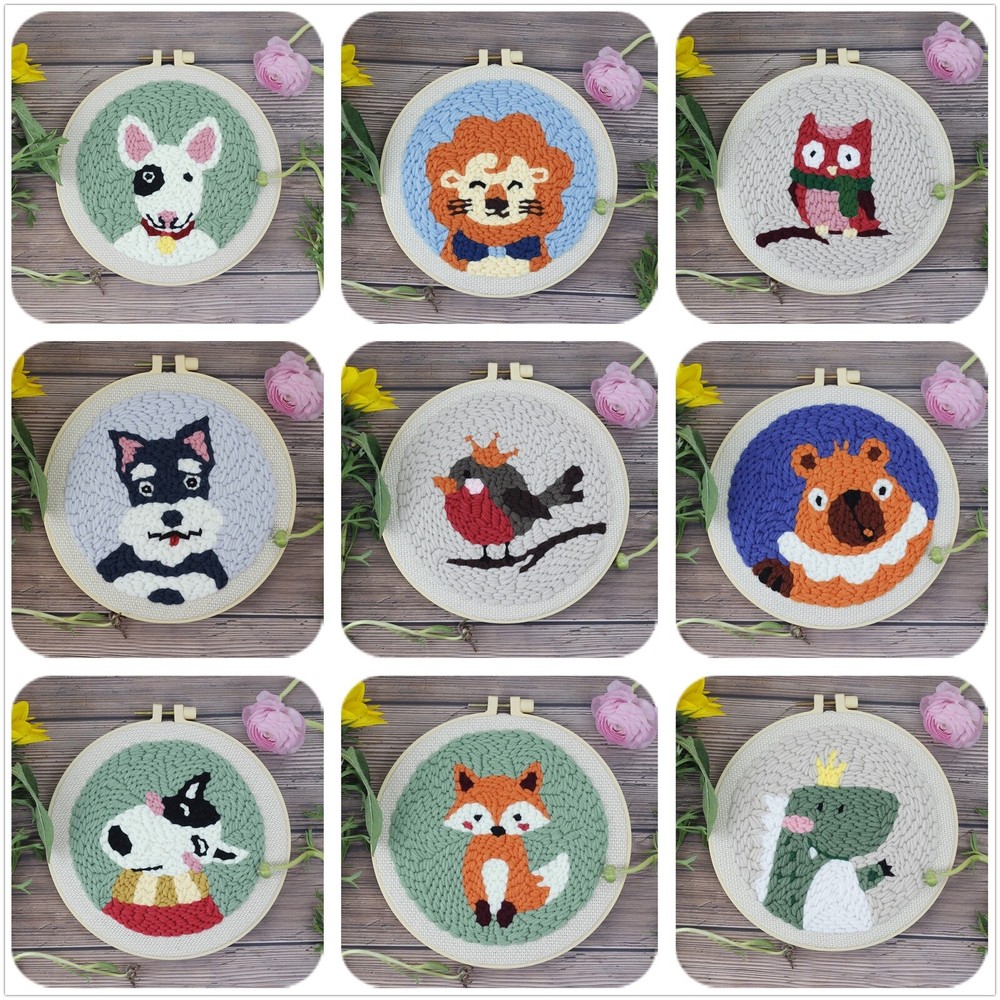 Punch Needle Starter Kit for Beginners with English Manual & Animal Designs  