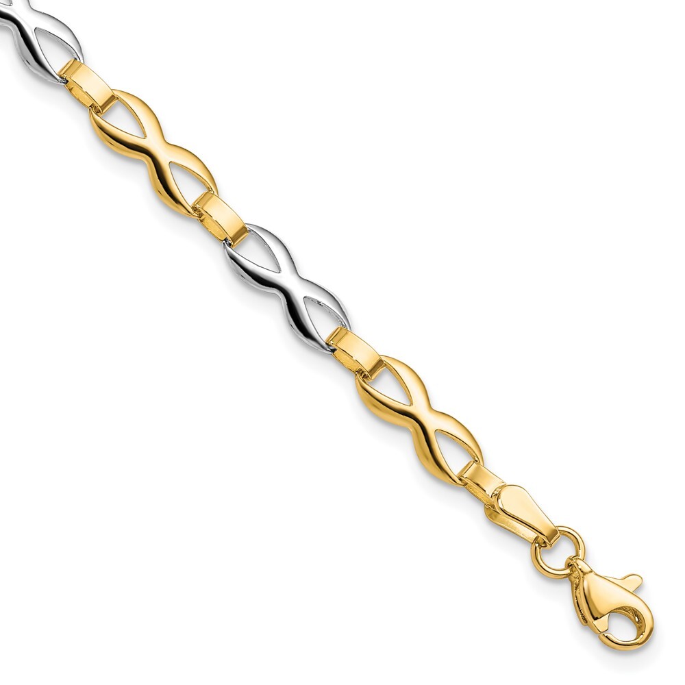 10K Two-Tone Gold Polished Women's Bracelet 7.5 Inch 3.76g