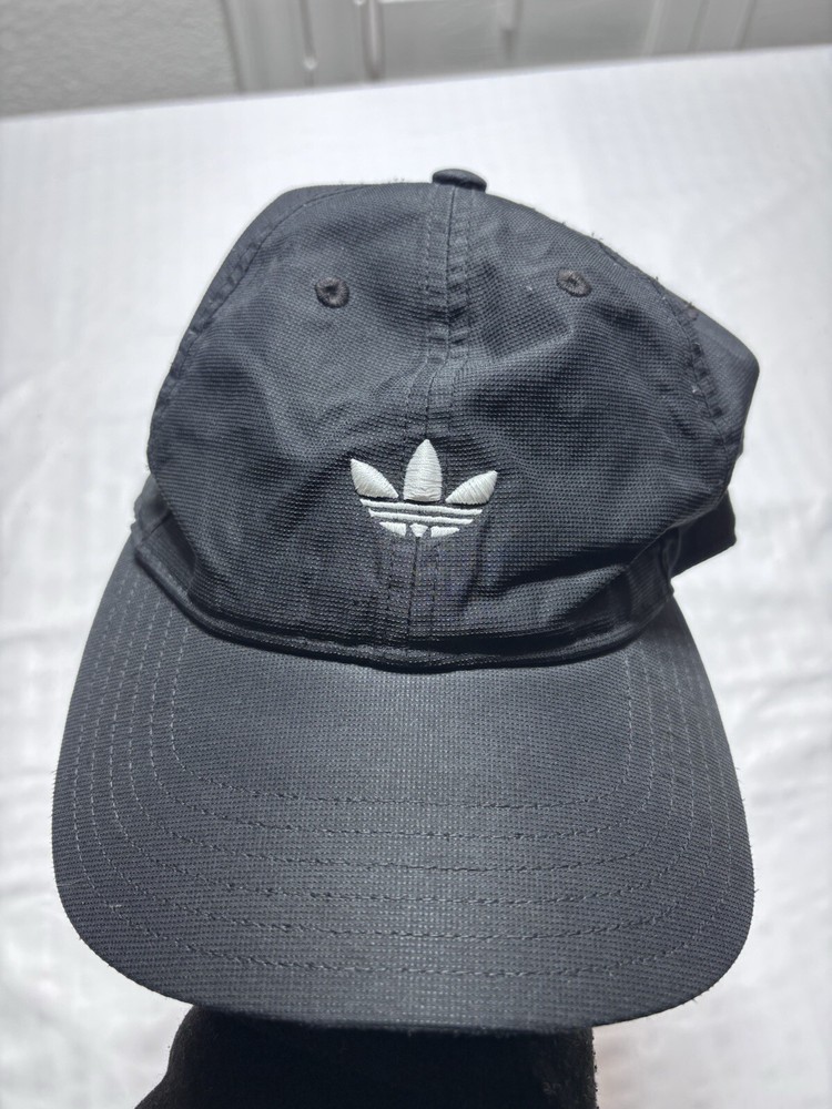 Adidas Hat Cap Strap Back Black White Trefoil Pickleball Baseball Running Mens
