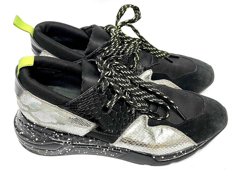 Steve Madden Mens Shoes 9 M Ridge Athletic Sneakers Black Silver Snake Spotted