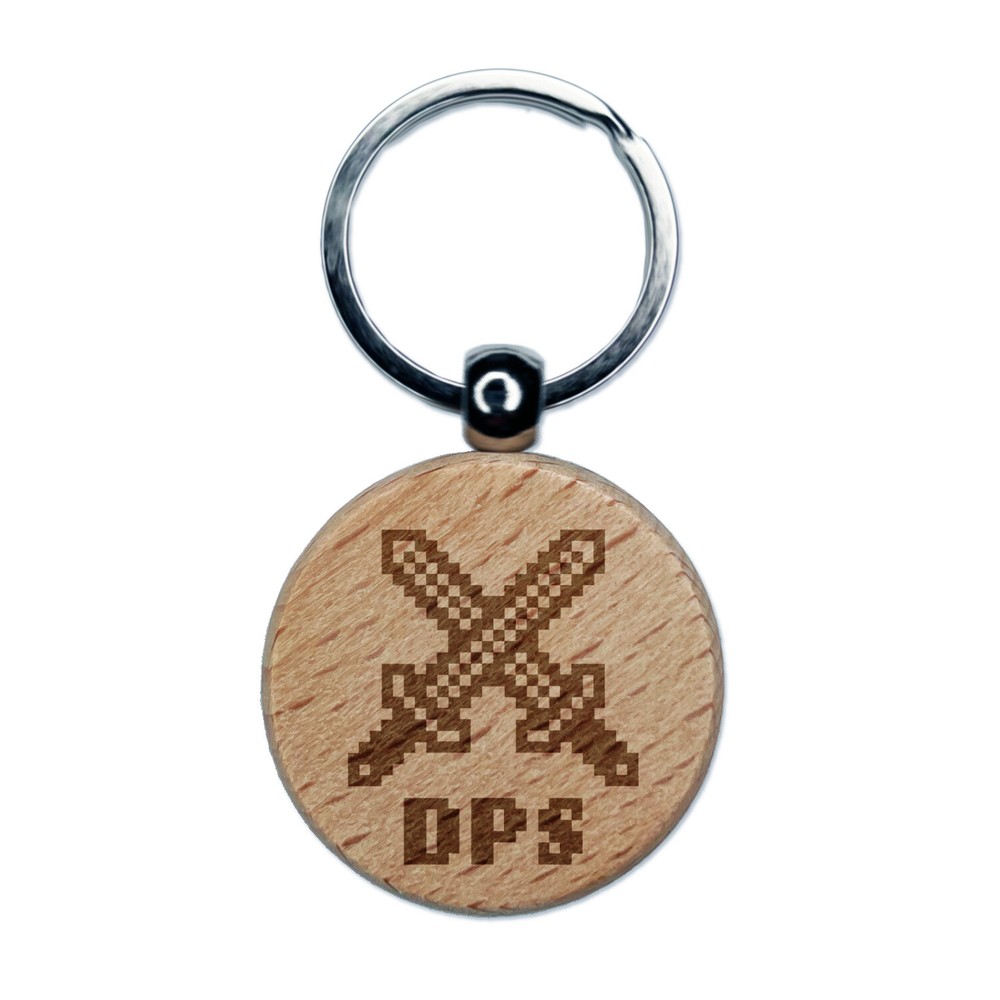 Pixel RPG Sword DPS Gaming Wood Keychain Charm  