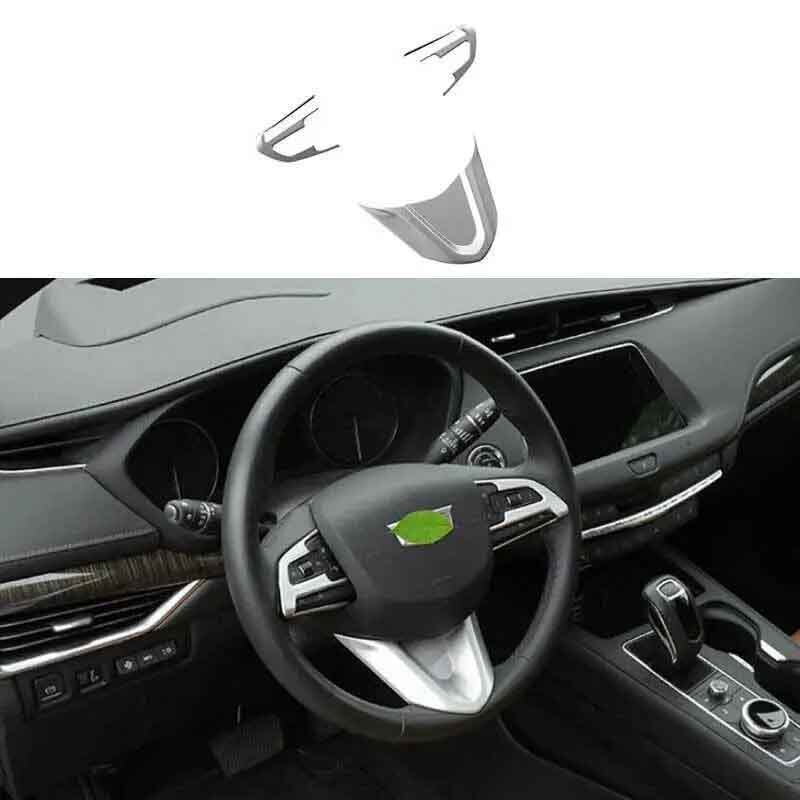 3PCS 2020-2024 Trim Matte Silver Steering Wheel Button Cover For Cadillac CT4