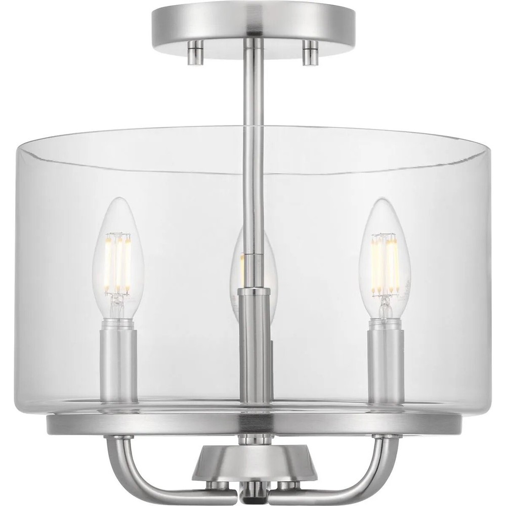 Progress Lighting Cabbarro 3-Light Brushed Nickel Semi Flush Mount Ceiling Fixture