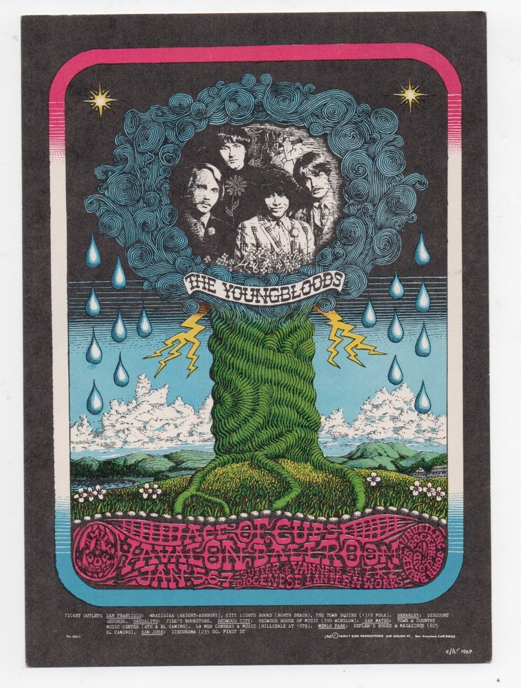 1960s Family Dog Handbill Postcard The Youngbloods at Avalon Ballroom