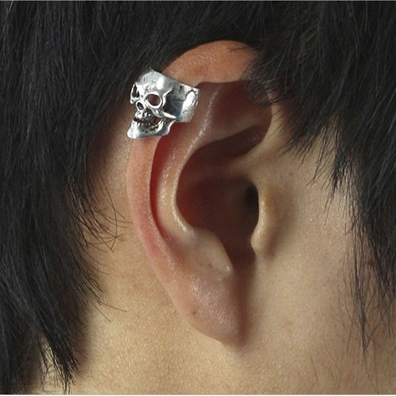 Gothic Punk Vintage Skull Ear Cuff Clip-On Wrap Earring for No Piercing