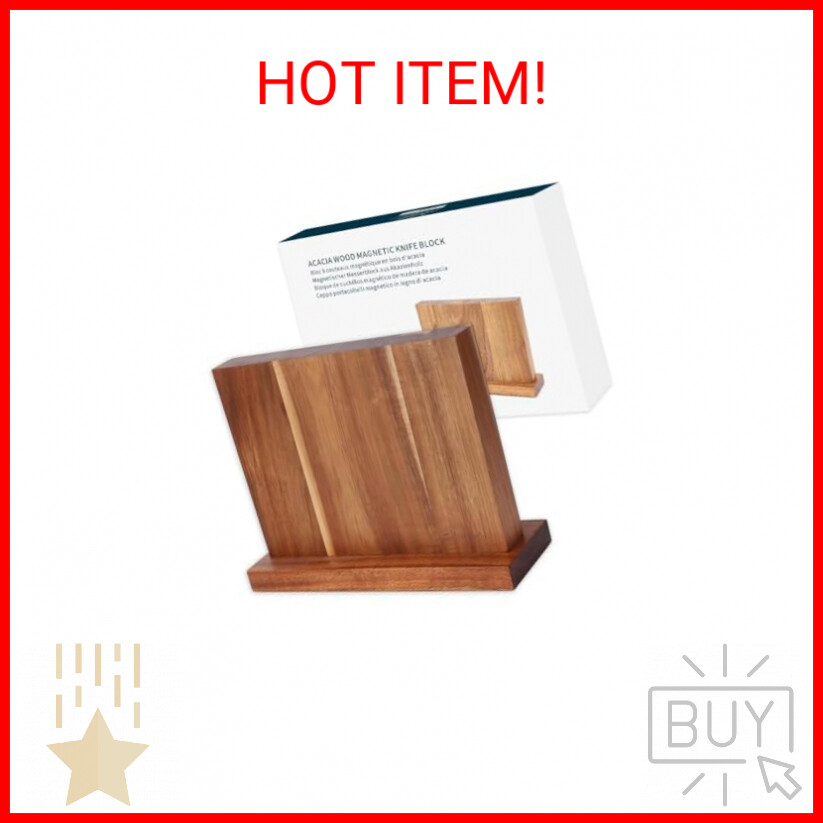 KITCHENDAO Acacia Magnetic Knife Holder with Strong Magnets for Secure Cutlery Storage