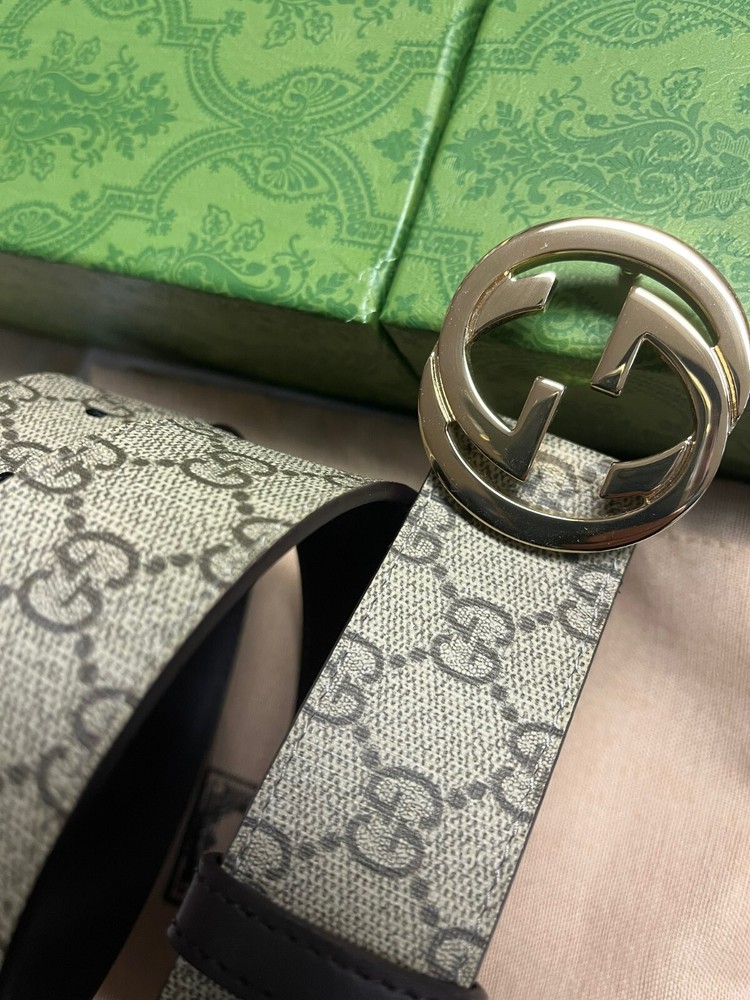 Gucci GG Supreme Leather Belt Beige Brown 85cm Waist 28-30