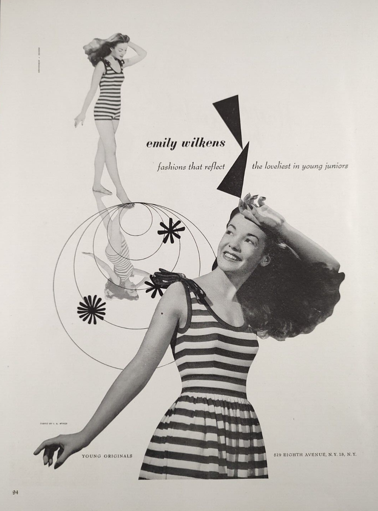 1946 Emily Wilkens Young Originals Print Ad ~ 8th Ave, New York ~ Modern Design