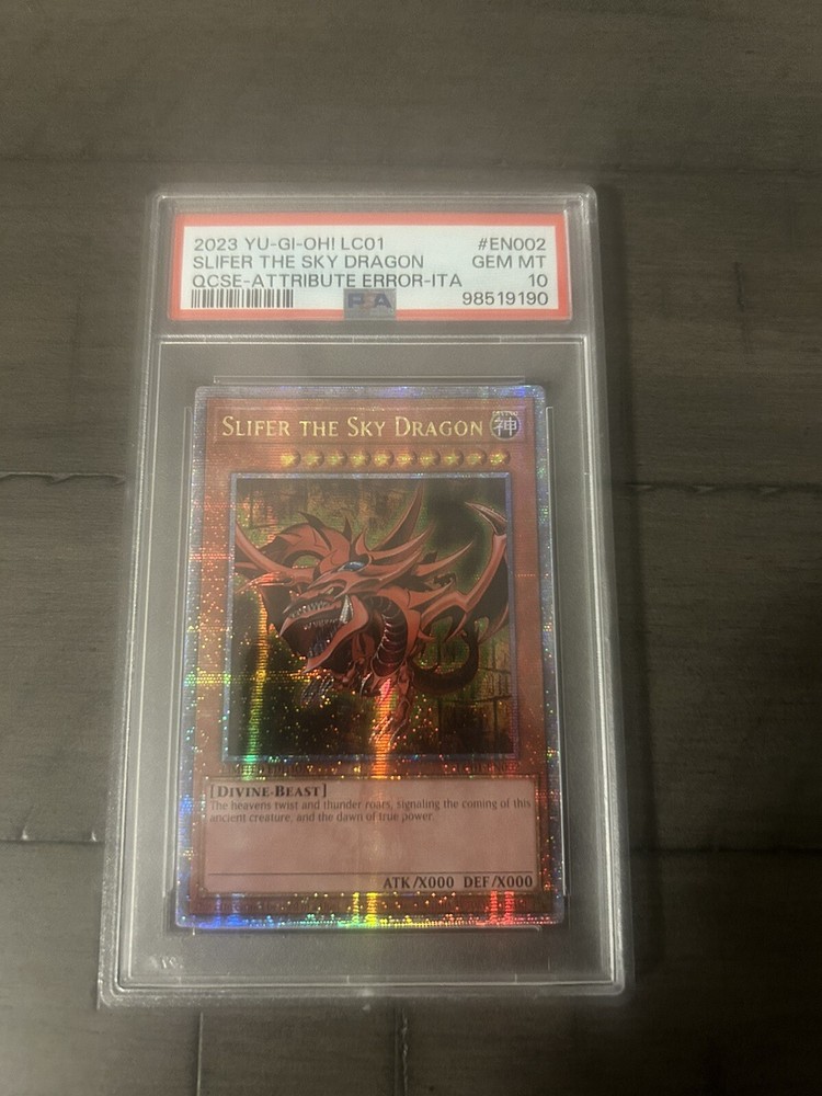 Slifer The Sky Dragon Quarter Century Rare PSA 10 Italian Error LC01-EN002