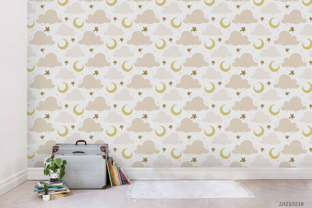 3D Space Moon Clouds Stars Mode Wall Murals Wallpaper Murals Wall Sticker