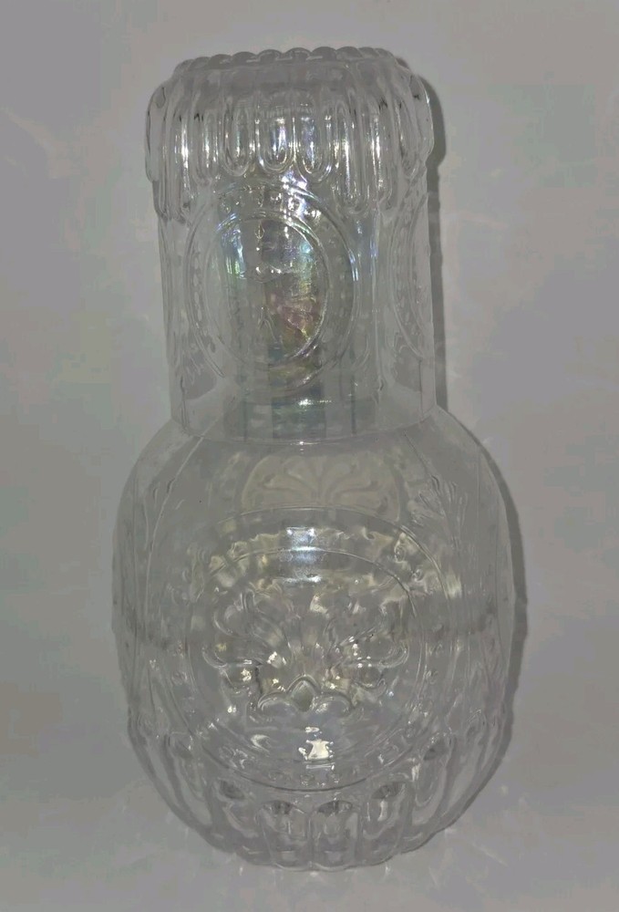 Iridescent Rainbow Clear Bedside Carafe and Glass Set