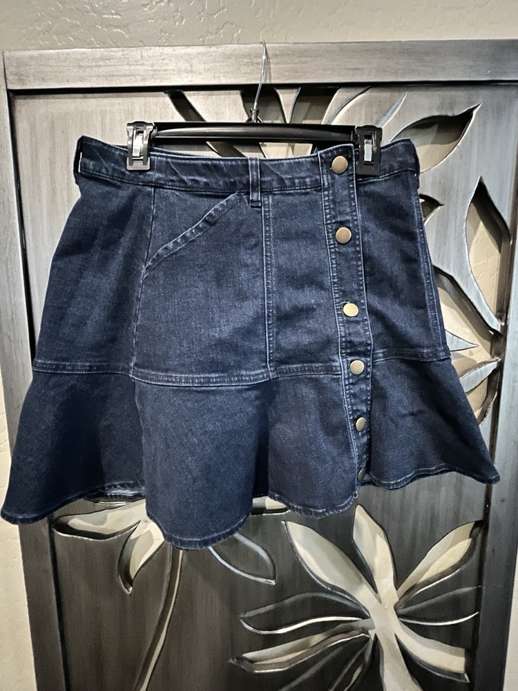 Draper James Dark Denim Button Front Skirt with Pockets - Size 10