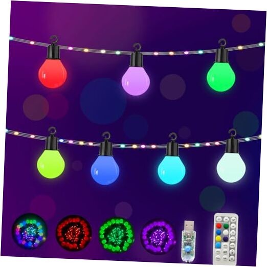 Outdoor String Lights with 20 Color Changing Shatter-Resistant Waterproof