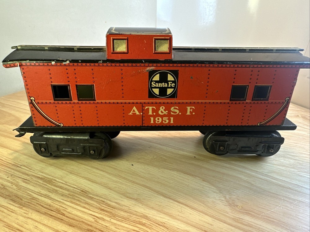 1951 Marx O Gauge ATSF Santa Fe 7-Inch Eight-Wheel Lithograph Caboose