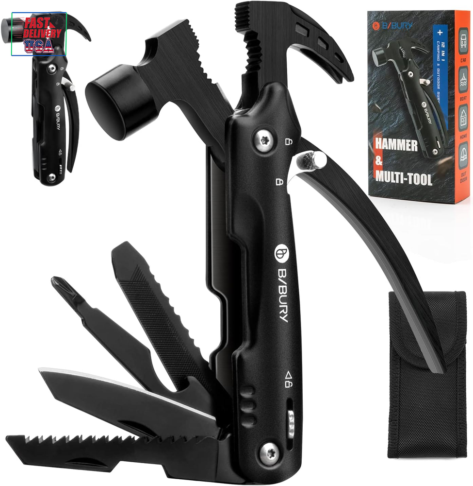 12-in-1 Hammer Multitool for Survival Camping Hiking Outdoors Gifts for Men Women