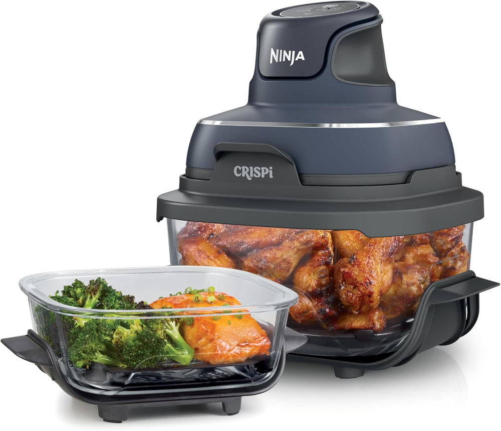 Crispi Air Fryer, Microwave, Freezer & Dishwasher Safe, Non Toxic Glass Portable