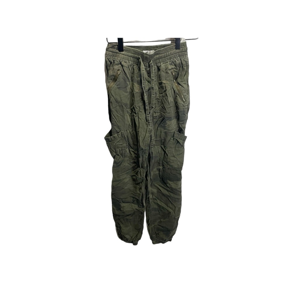 Hollister Women's Ultra High-Rise Jogger Pants Green Camo Elastic Waist XS