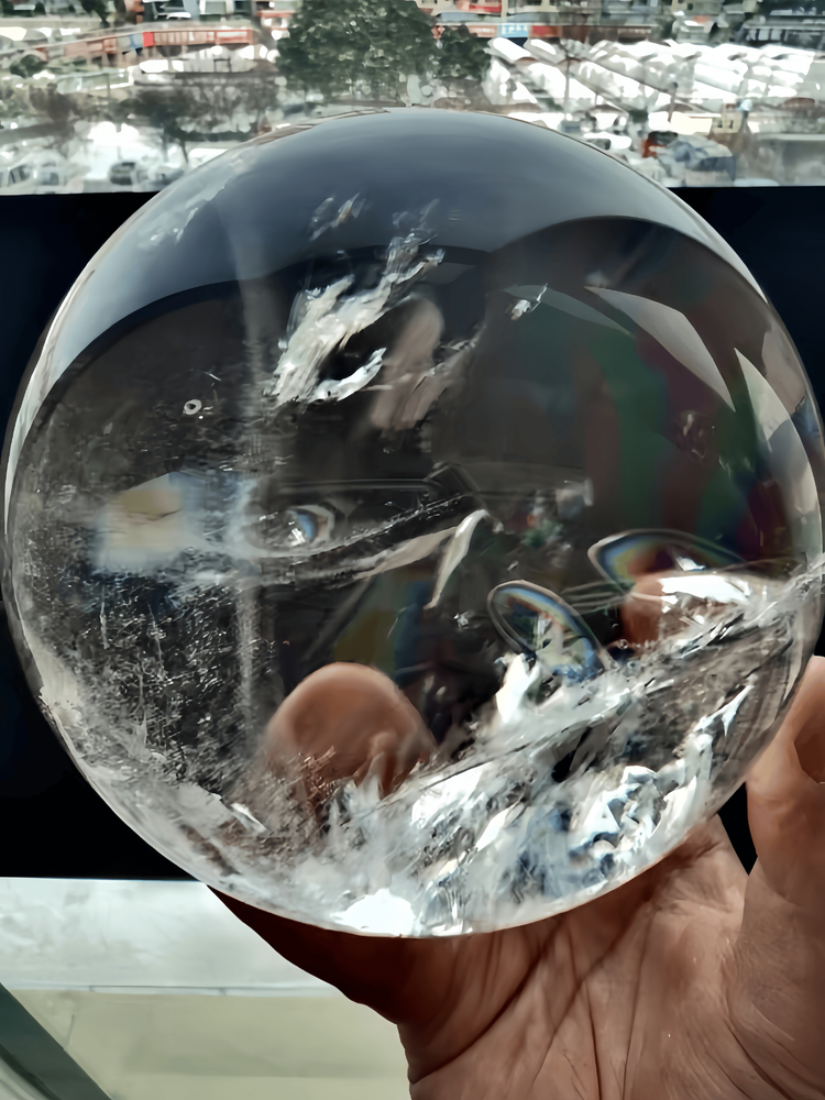 6.5LB Top Natural Clear Quartz Rainbow Ball Crystal sphere Healing Decor 129mm