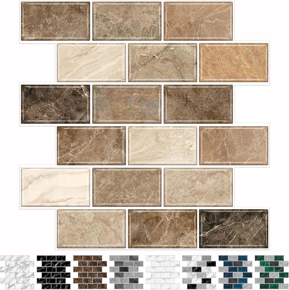 URCOLOR 10-Sheet Peel and Stick Kitchen Backsplash 12x12 Self Adhesive Tile