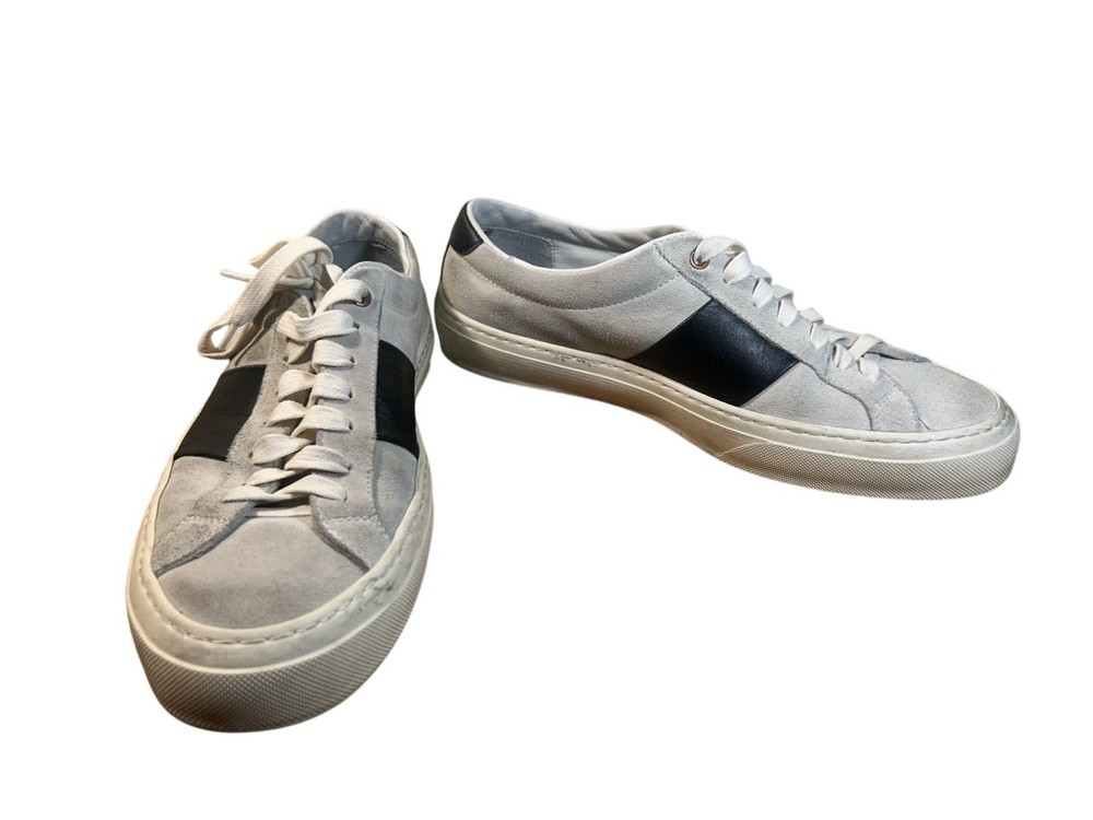 Good Man Brand Shoes Mens Size 9 Gray Black Low Top Made In Italy Suede Leather