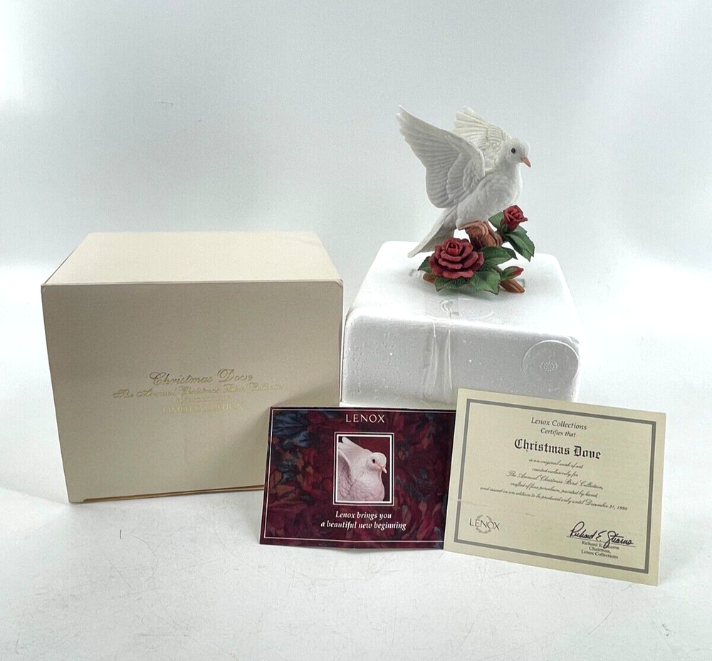 Vintage 1993 Lenox Collections CHRISTMAS DOVE Porcelain Figurine Retired w/ Box