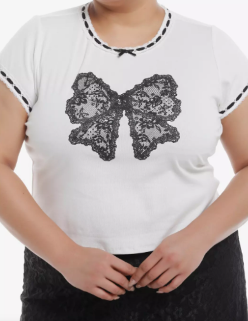 NWT Sweet Society Black Lace Bow Back to School Top Plus Size 4 4X Hot Topic-image
