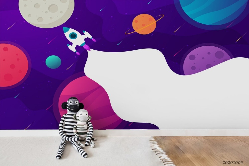 3D Space Planet Rocket Illustration Wall Murals Wallpaper Murals Wall Sticker