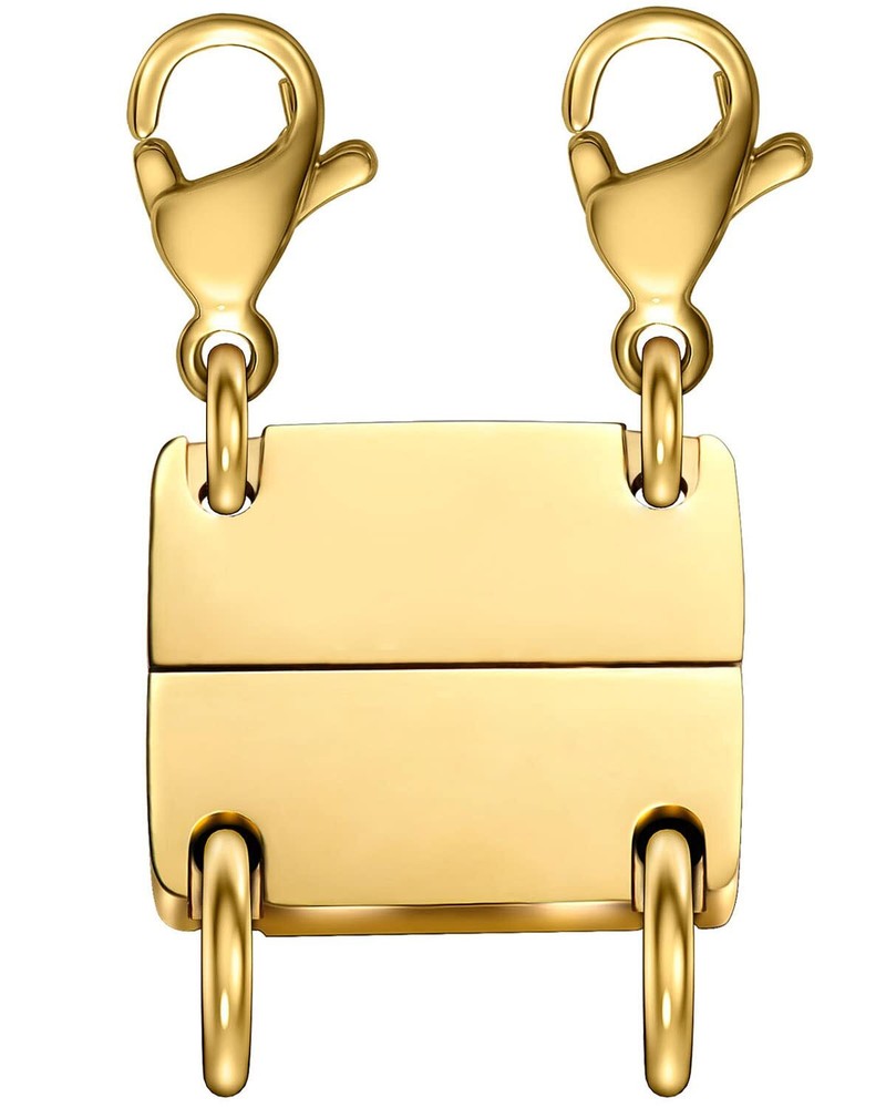 Separador de collar de oro y plata de 18 quilates con cierre de collar en capas