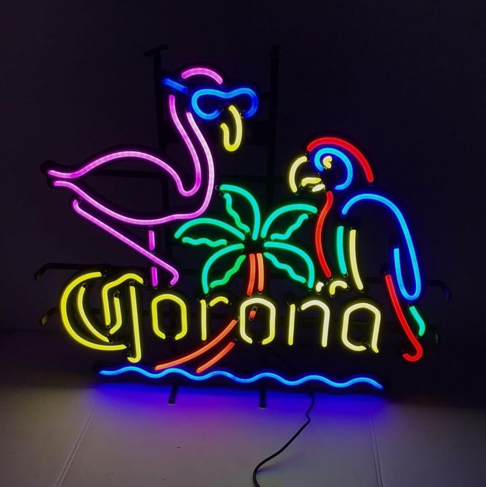 Corona Beer Flamingo Parrot Palm Tree 24