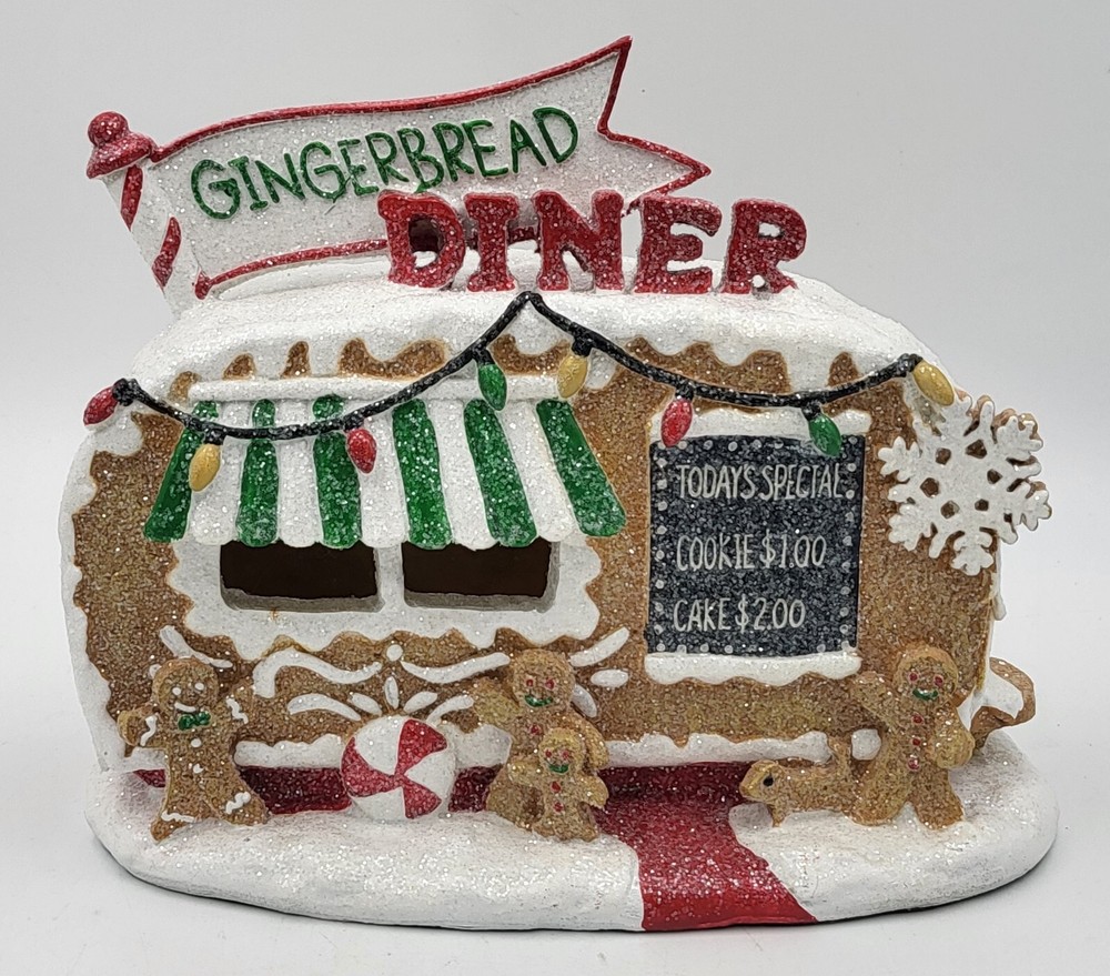Gingerbread Alley LED RV Diner Christmas Cafe Decor - Battery Operated