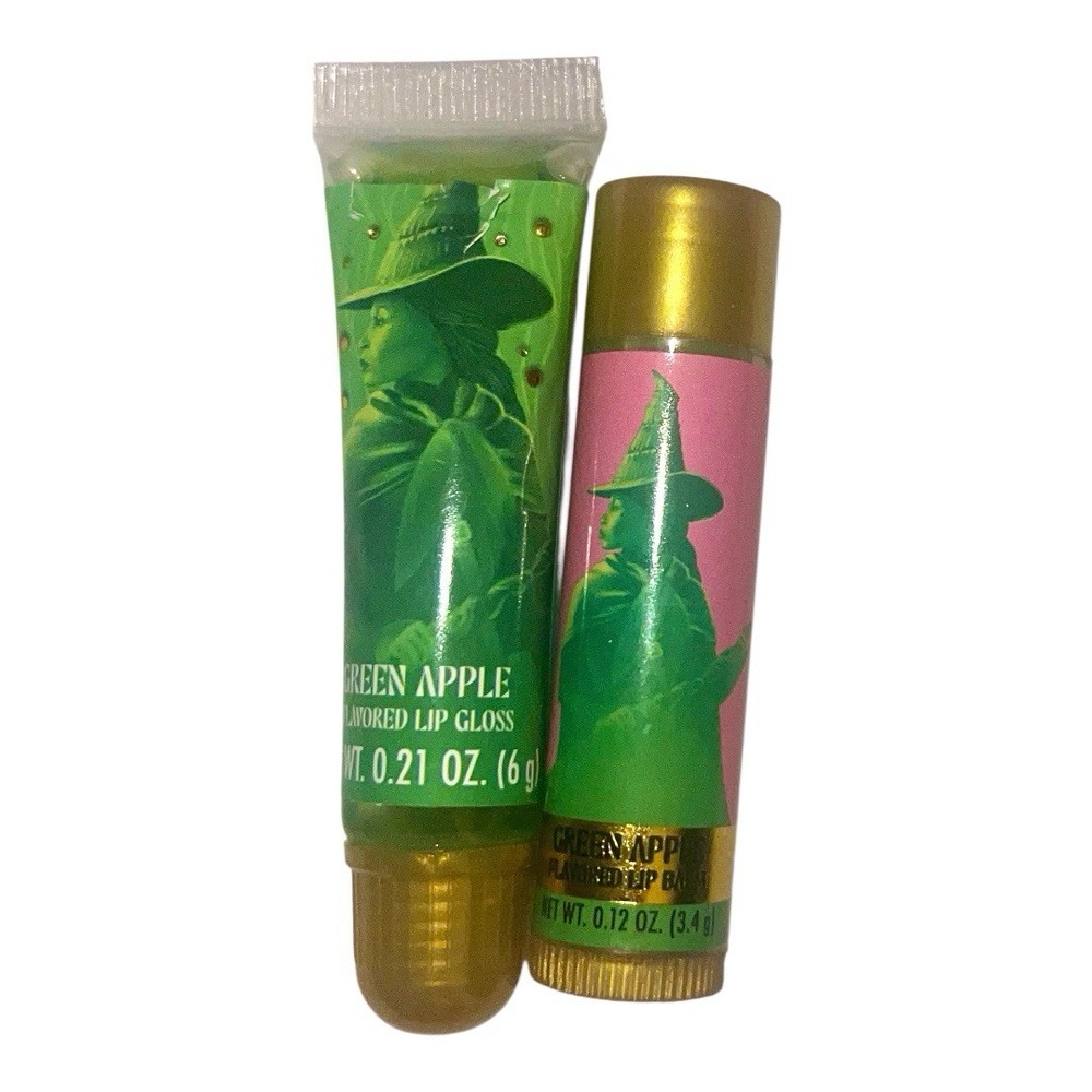 Wicked Green Apple Lip Balm & Gloss Set for Hydrated, Shiny Lips