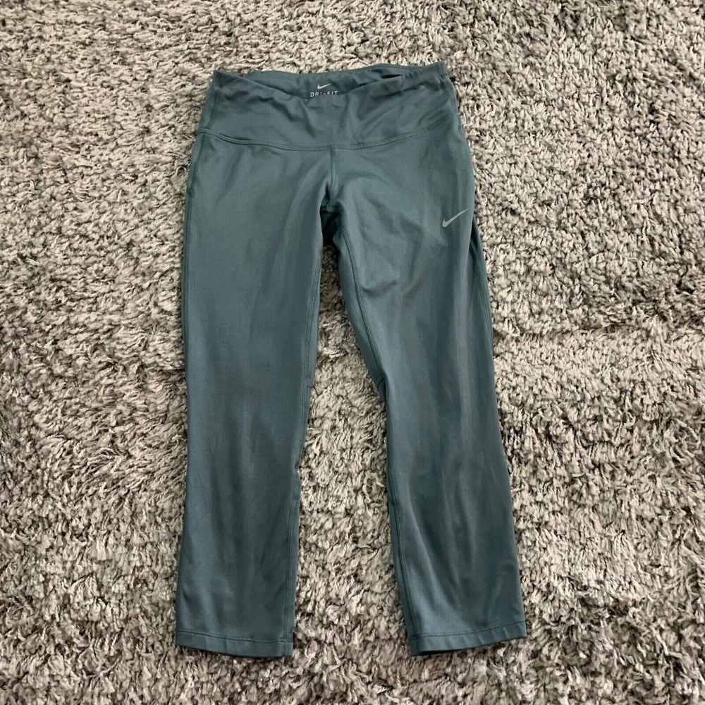 Nike Pants Womens XS Extra Small Green Gray Swoosh Dri Fit Leggings Activewear