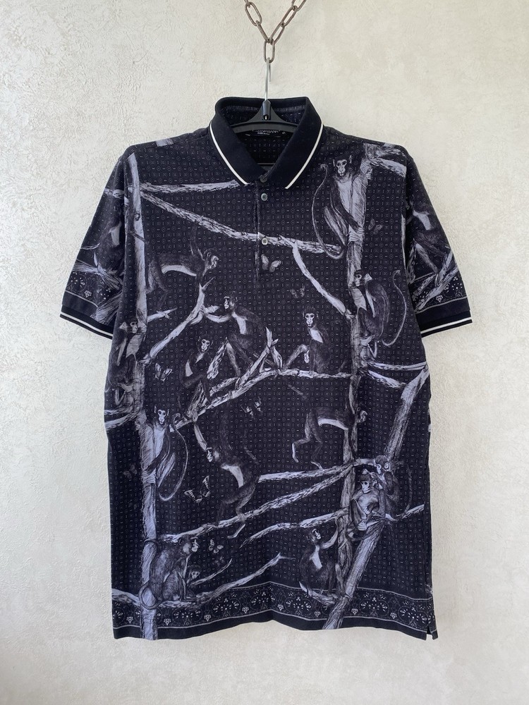 Dolce Gabbana Monkey All Over Print Animal Polo Shirt Size 54