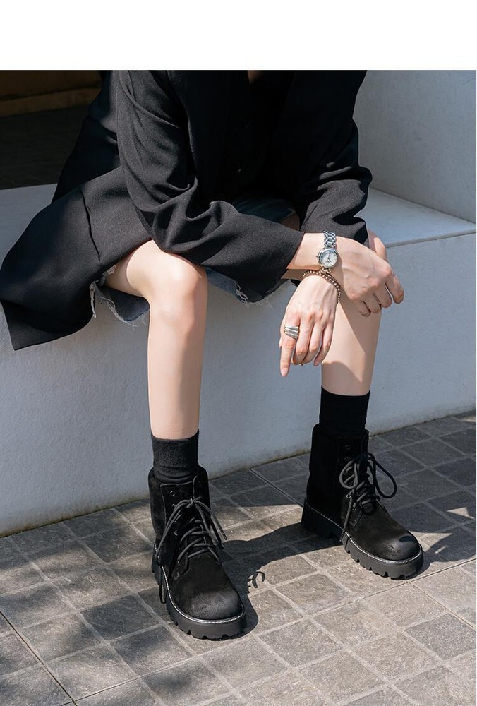 Womens Retro Casual Leather Western Fashion Cowgirl Suede Thick Sole Ankle Boots