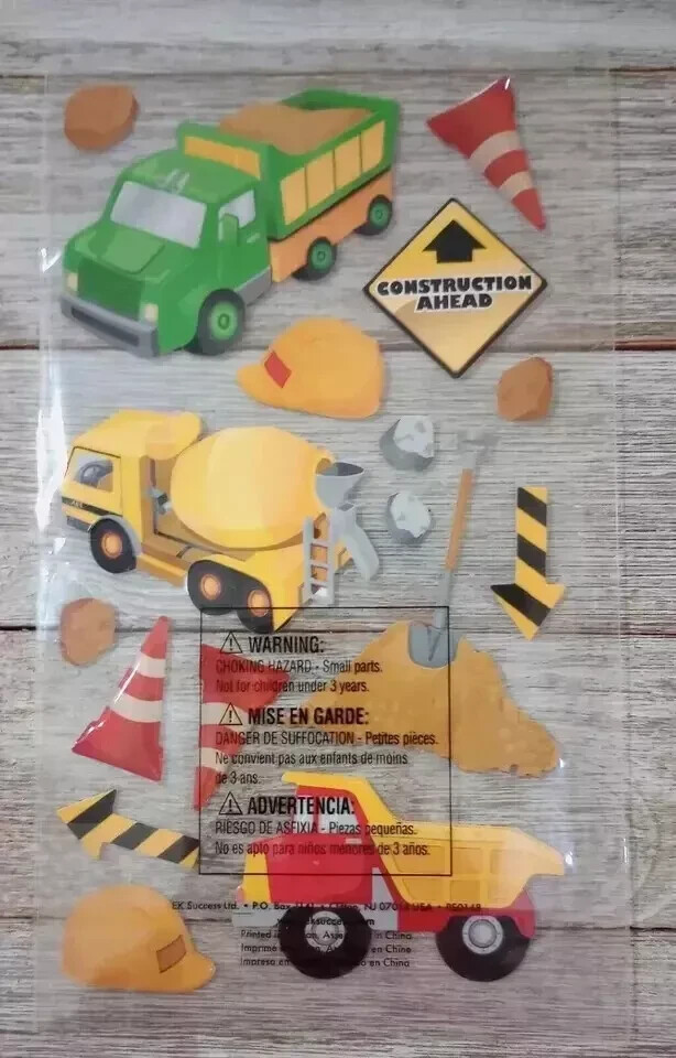 construction dump truck fun stickers dimensional puffy open pack