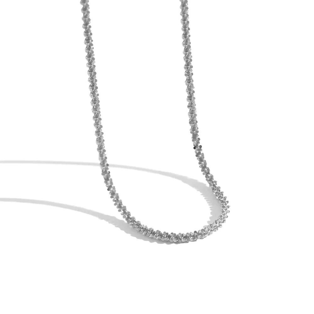 Silver 2.2mm Chain Choker Necklace Long Chain Rock Women   Fine