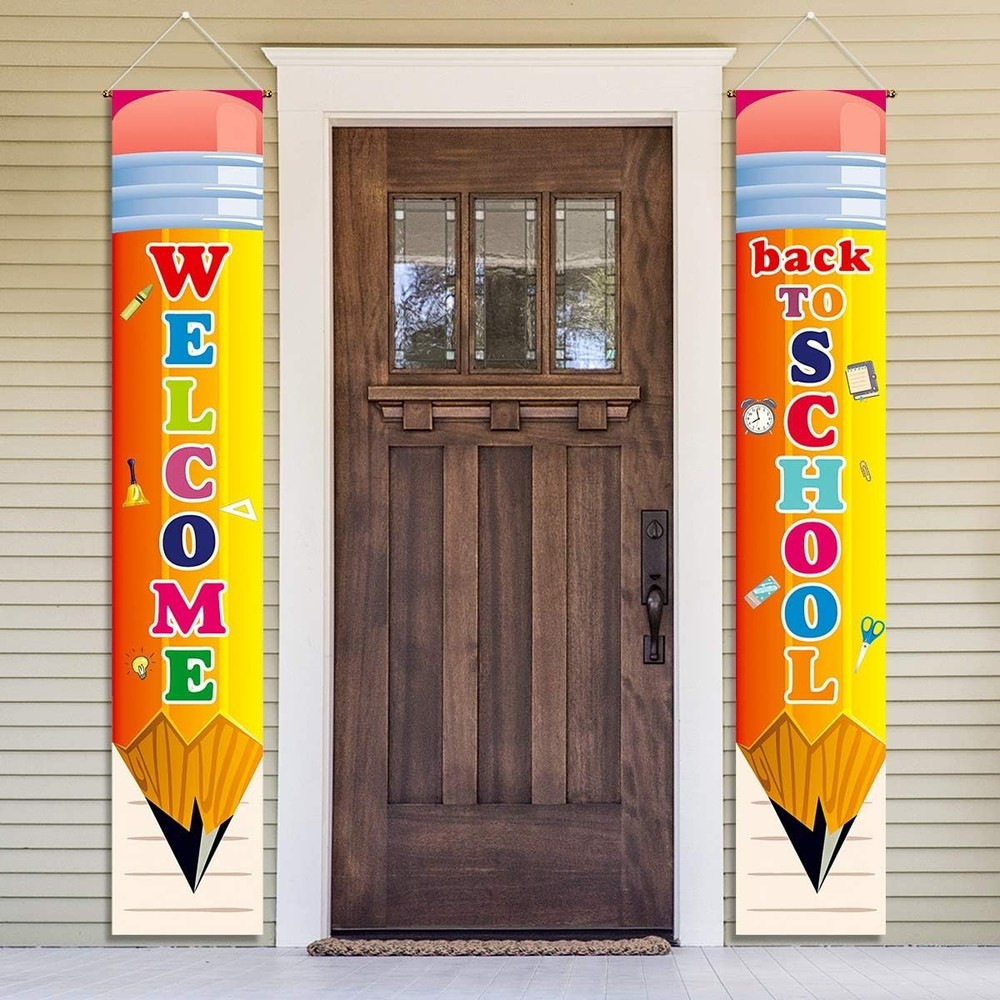 2025 Back to School Party Decorations Porch Hanging Banner Sign