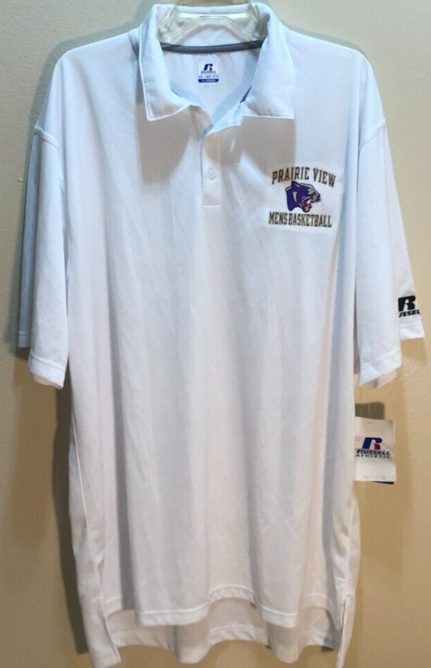 Prairie View Panthers NCAA Men's New Basketball Logo White Polo Shirt 2XL Tag