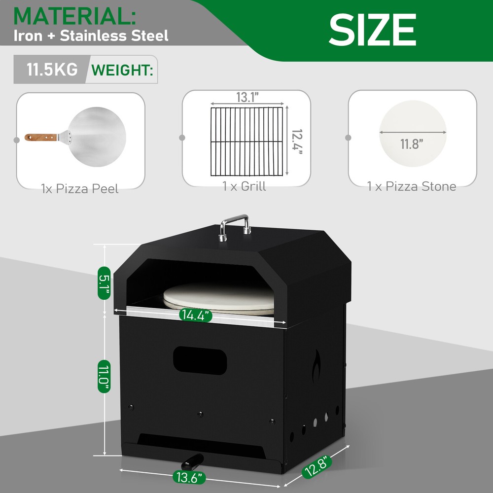 Outdoor Wood Fired Pizza Oven 4 in 1 Portable Design with Cooking Stone
