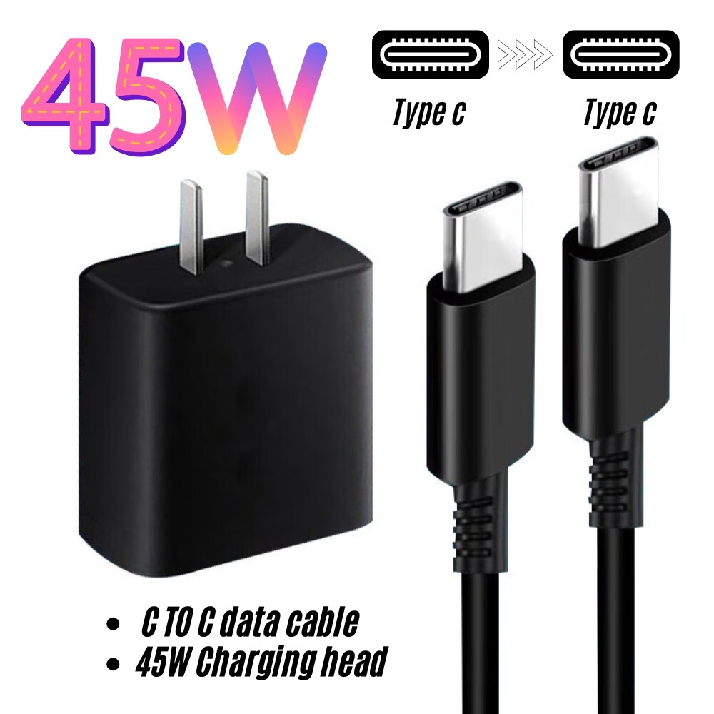 Universal 45W USB-C Super Fast Wall Charger + Cable For Samsung Galaxy S23 S24