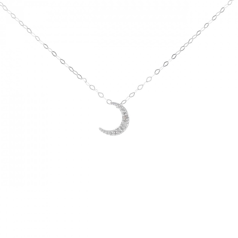 Authentic PT 750WG Moon Diamond Necklace 0.03CT  #260-006-690-7787
