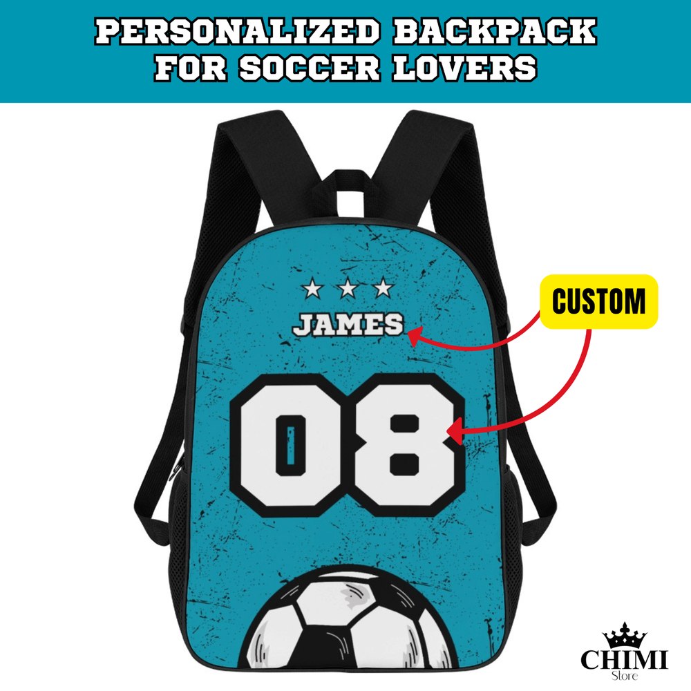 Personalized Kids' Soccer Backpack – Custom Name School Bag for Football Fans