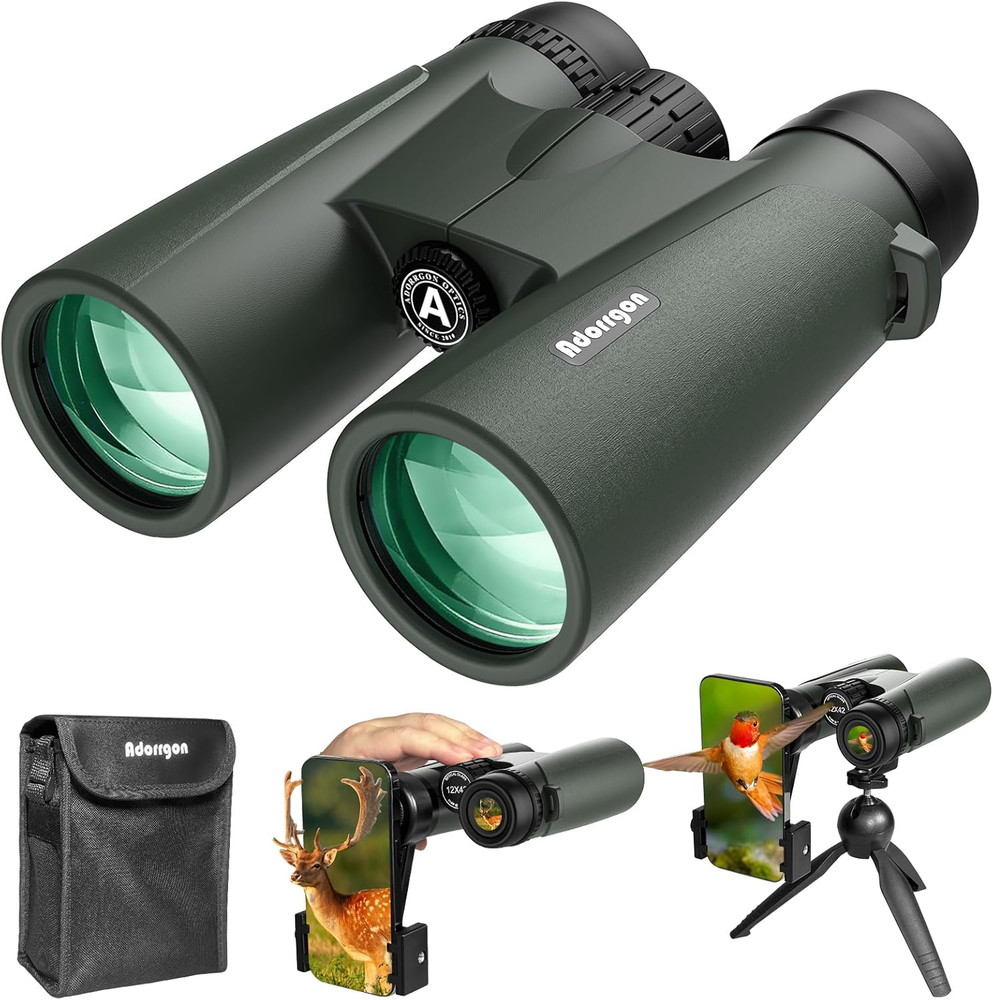 High Powered 15x45 Binoculars with Phone Adapter for Bird Watching Travel