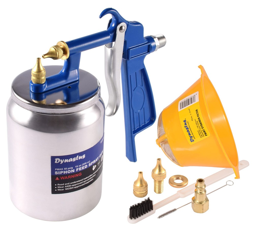 Dynastus Suction Feed Siphon Air Spray Gun for Oil and Latex Paint