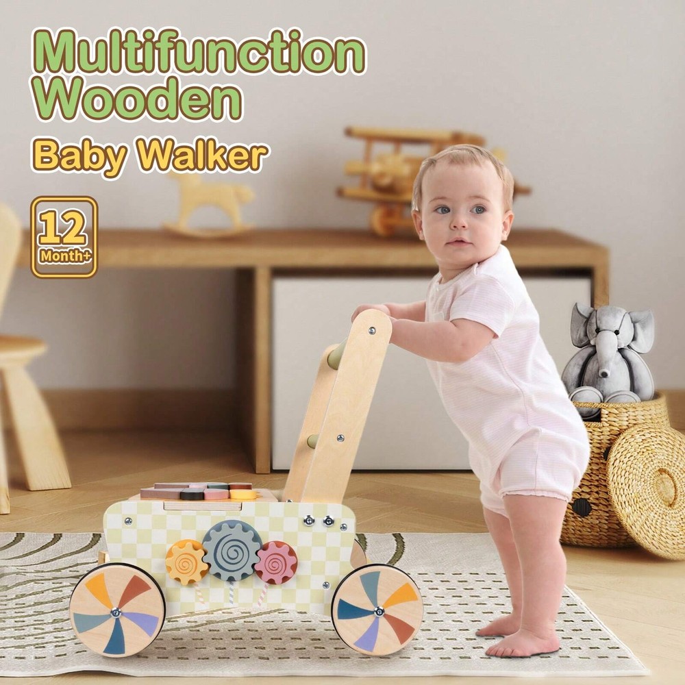 XYLC6 Baby Push Walker with Play Kitchen Shopping Cart - Walking Toy for 1-2 Year Olds