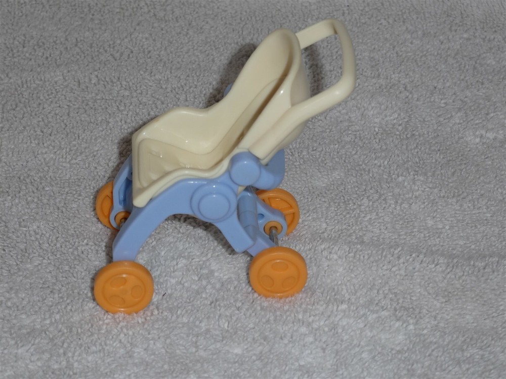 Fisher Price Loving Family Dollhouse Purple Blue & Cream White Baby Stroller